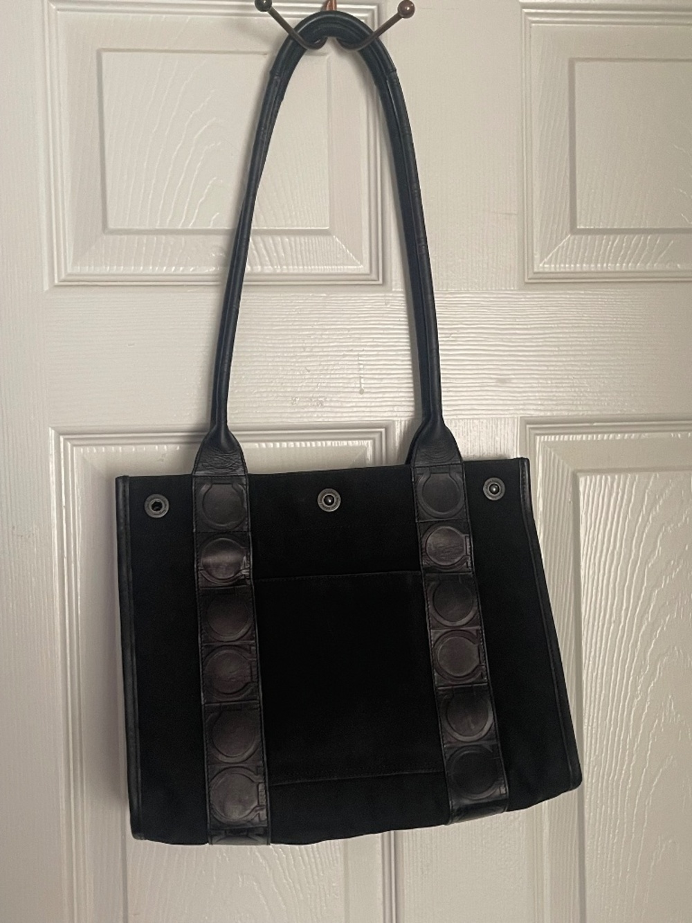 Vintage Ferragamo Canvas & Leather Tote | Gancini Straps